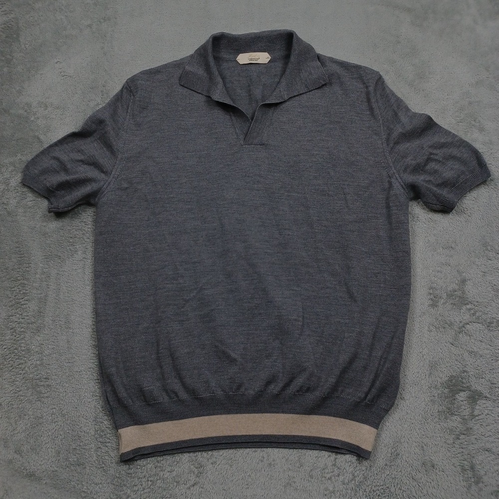 Aurelien Sweater Mens XL Gray Merino Wool Cashwool Italy Knit Short Sleeve